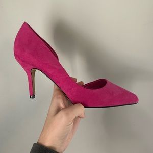 madden girl pink suede heels